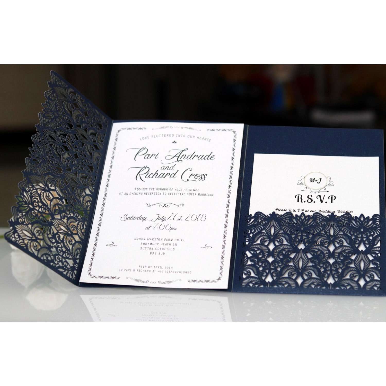 Business Invitation Card Wedding Supplies Laser Cut Invitation Dark Red